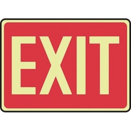 Accuform Exit Sign, Adhesive Glow Vinyl, 14 in W, 10 in H MEXT523GF